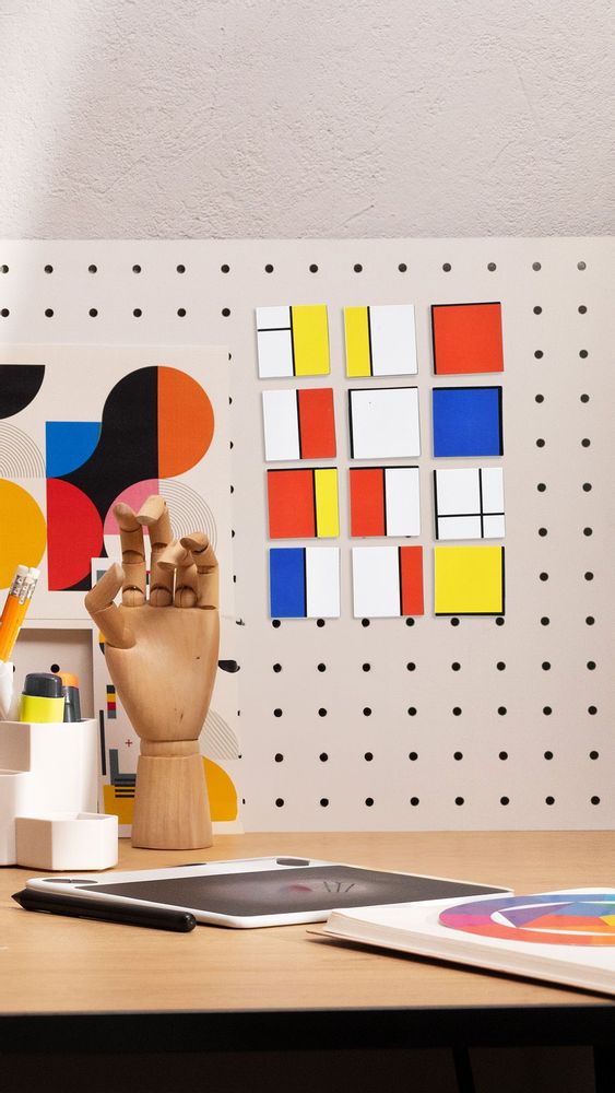 Objets de décoration - Aimants artistiques réfrigérateur Neoplasticism Mondrian - 12 pièces - BEAMALEVICH