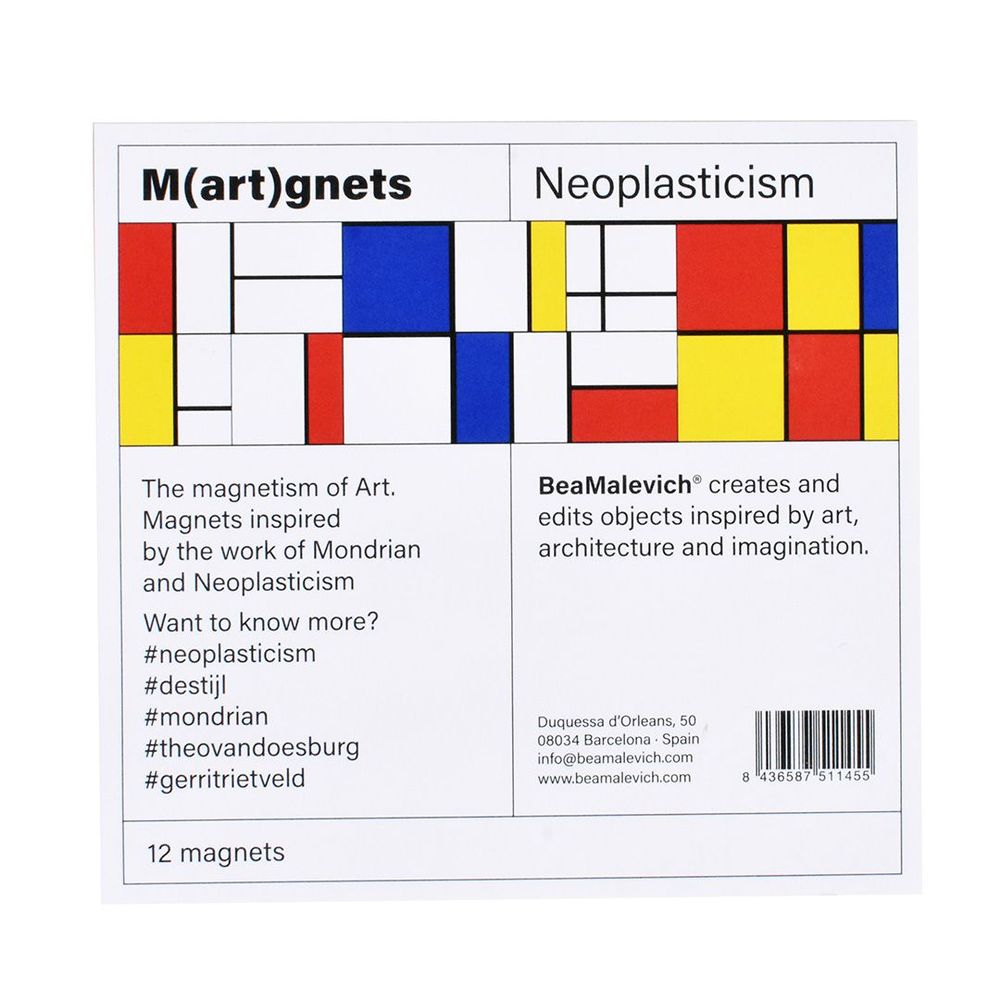 Objets de décoration - Aimants artistiques réfrigérateur Neoplasticism Mondrian - 12 pièces - BEAMALEVICH