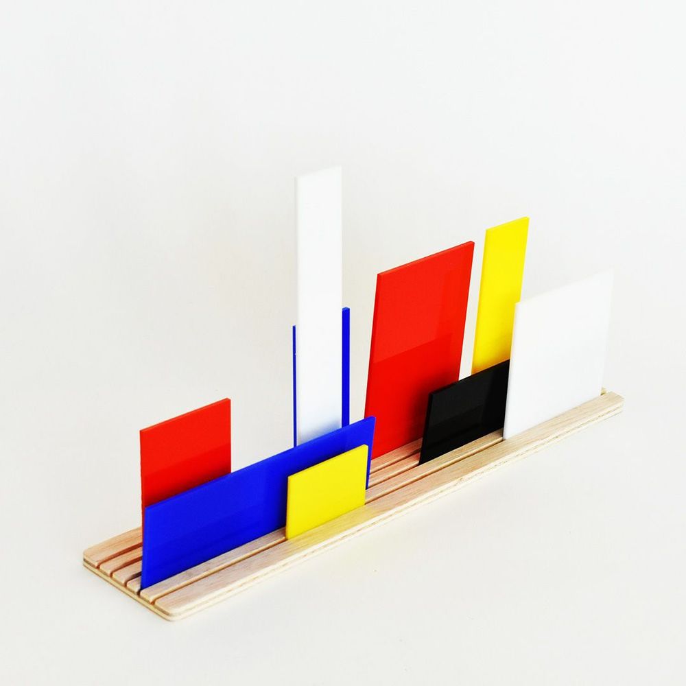 Design objects - Shapes of Mondrian - 3D Art toy - Decorative Movable De Stijl diorama - BEAMALEVICH