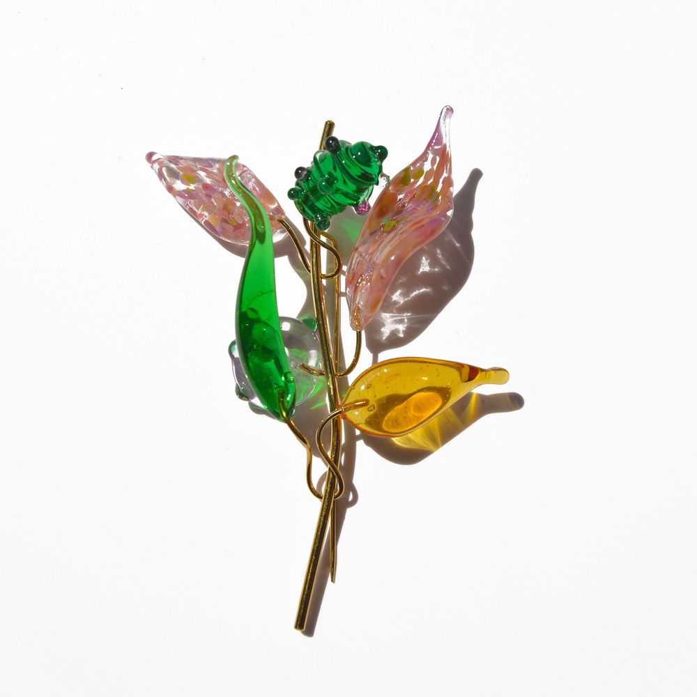 Gifts - 18k gold-plated brass and artisan Murano glass pin brooch - CHAMA NAVARRO