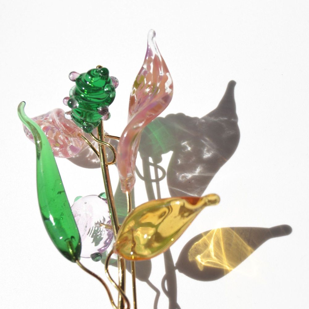 Gifts - 18k gold-plated brass and artisan Murano glass pin brooch - CHAMA NAVARRO