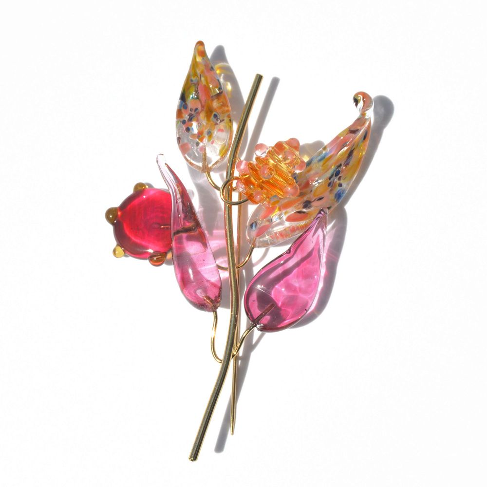 Gifts - 18k gold-plated brass and artisan Murano glass pin brooch - CHAMA NAVARRO