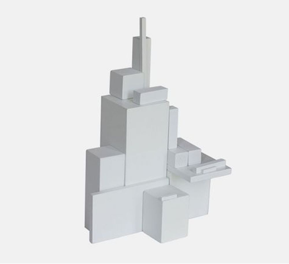 Objets design - Jouet de construction futuriste en bois blanc Architecton C4 - BEAMALEVICH