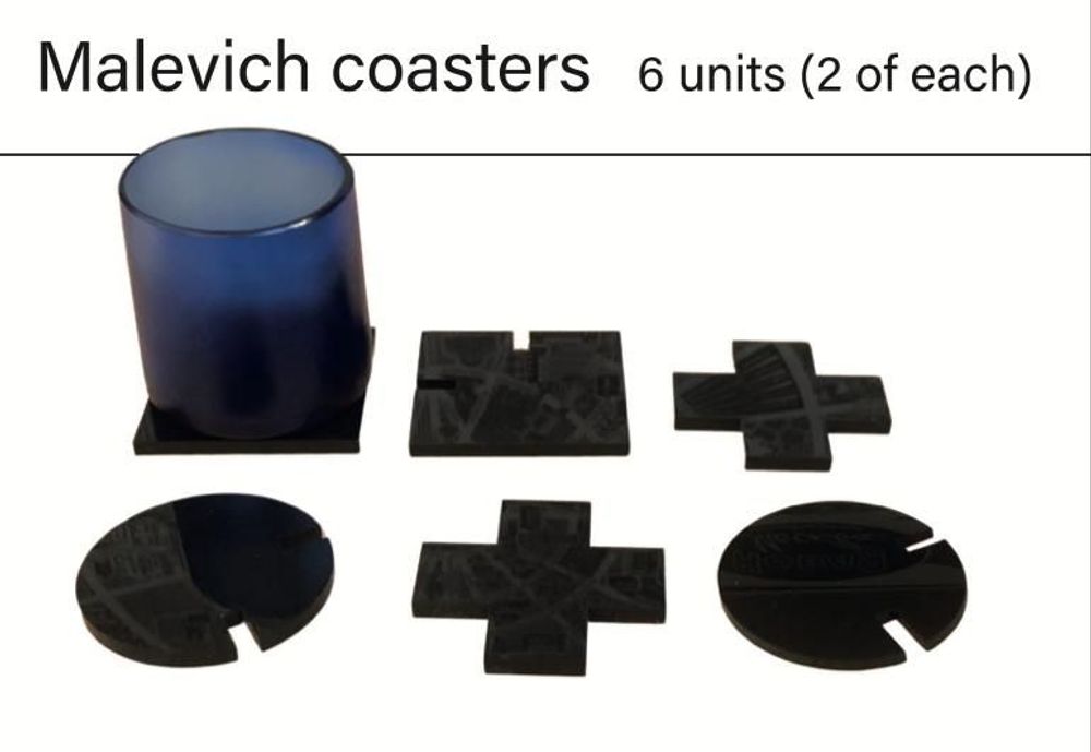 Kitchen utensils - Malevich Coasters Set of 6 - Suprematism inspired Acrylic drink bases - BEAMALEVICH