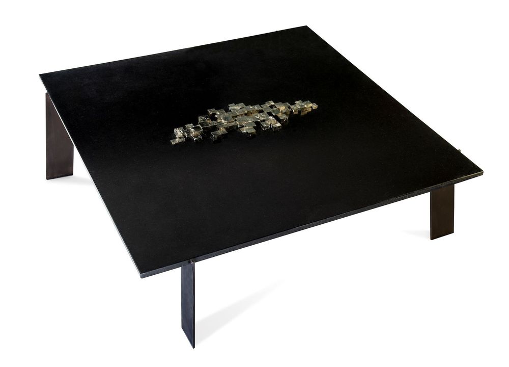 Decorative objects - PYRITE granite and pyrites coffee table. - ATELIER H