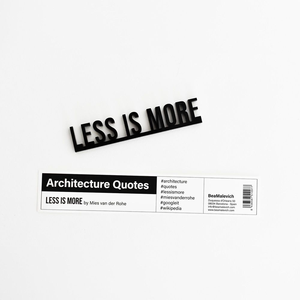 Decorative objects - Less Is More 3D Decorative Architecture Quote - Mies van der Rohe - BEAMALEVICH