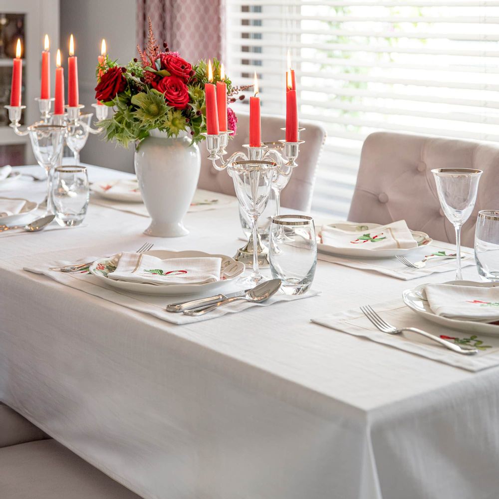 Sets de table - Brodé Sets de table Candy Cane Panama - 4 pièces - ROSEBERRY HOME