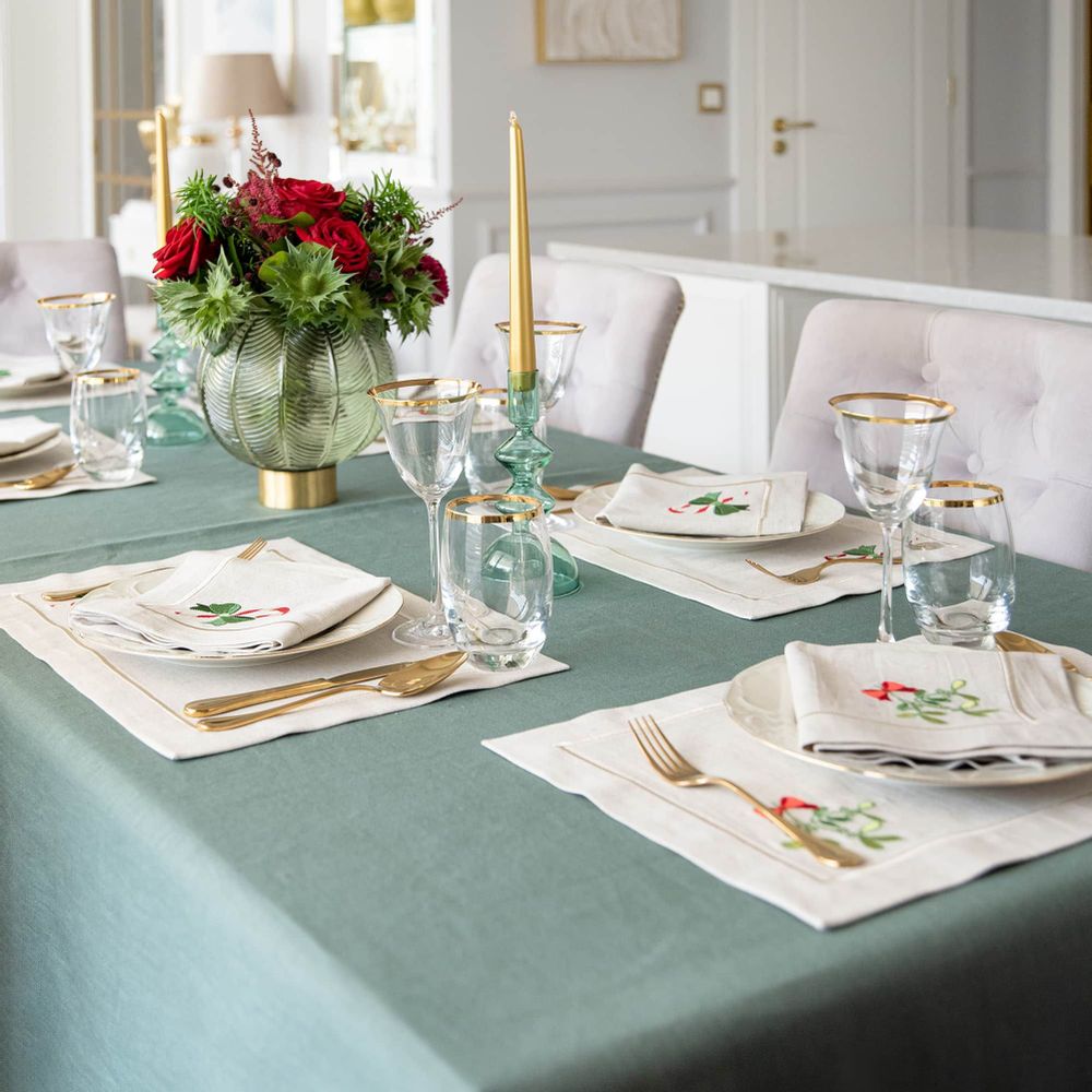 Sets de table - Brodé Sets de table Candy Cane Mirha - 6 pièces - ROSEBERRY HOME