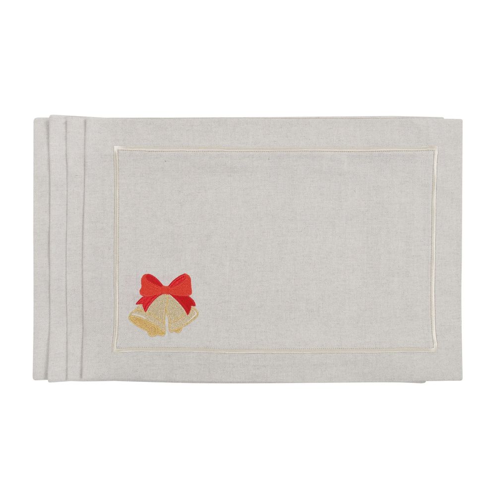 Linge de table textile - Brodé Sets de table Jingle Bells Mirha - 4 pièces - ROSEBERRY HOME