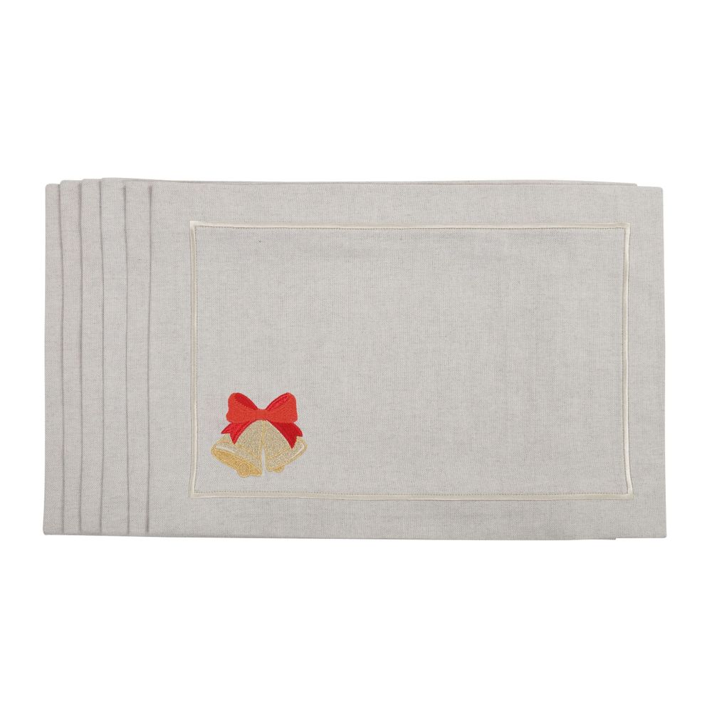 Table linen - Embroidered Placemats Jingle Bells Mirha - 6 pieces - ROSEBERRY HOME