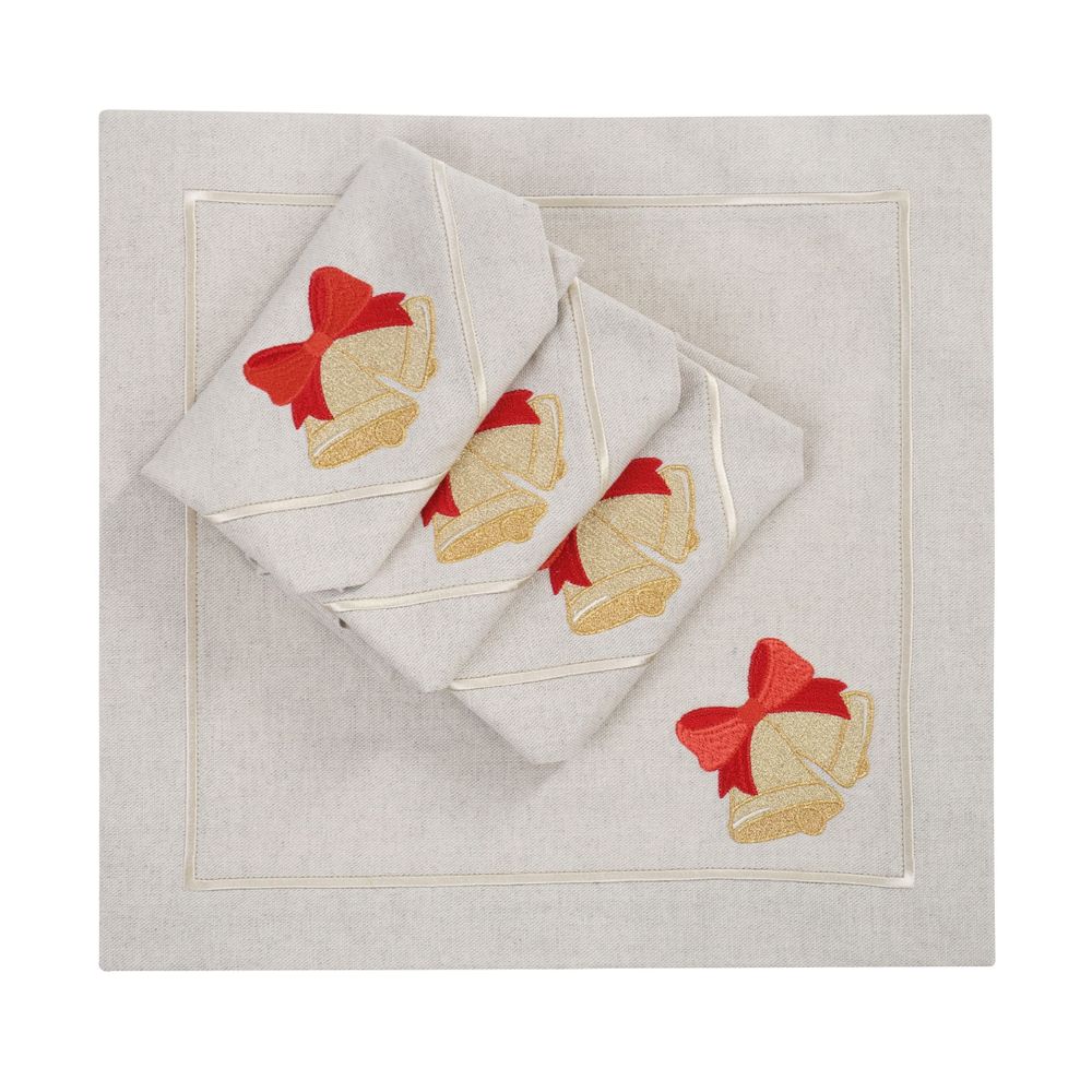 Linge de table textile - Brodé Serviette de tables Jingle Bells Mirha - 4 pièces - ROSEBERRY HOME