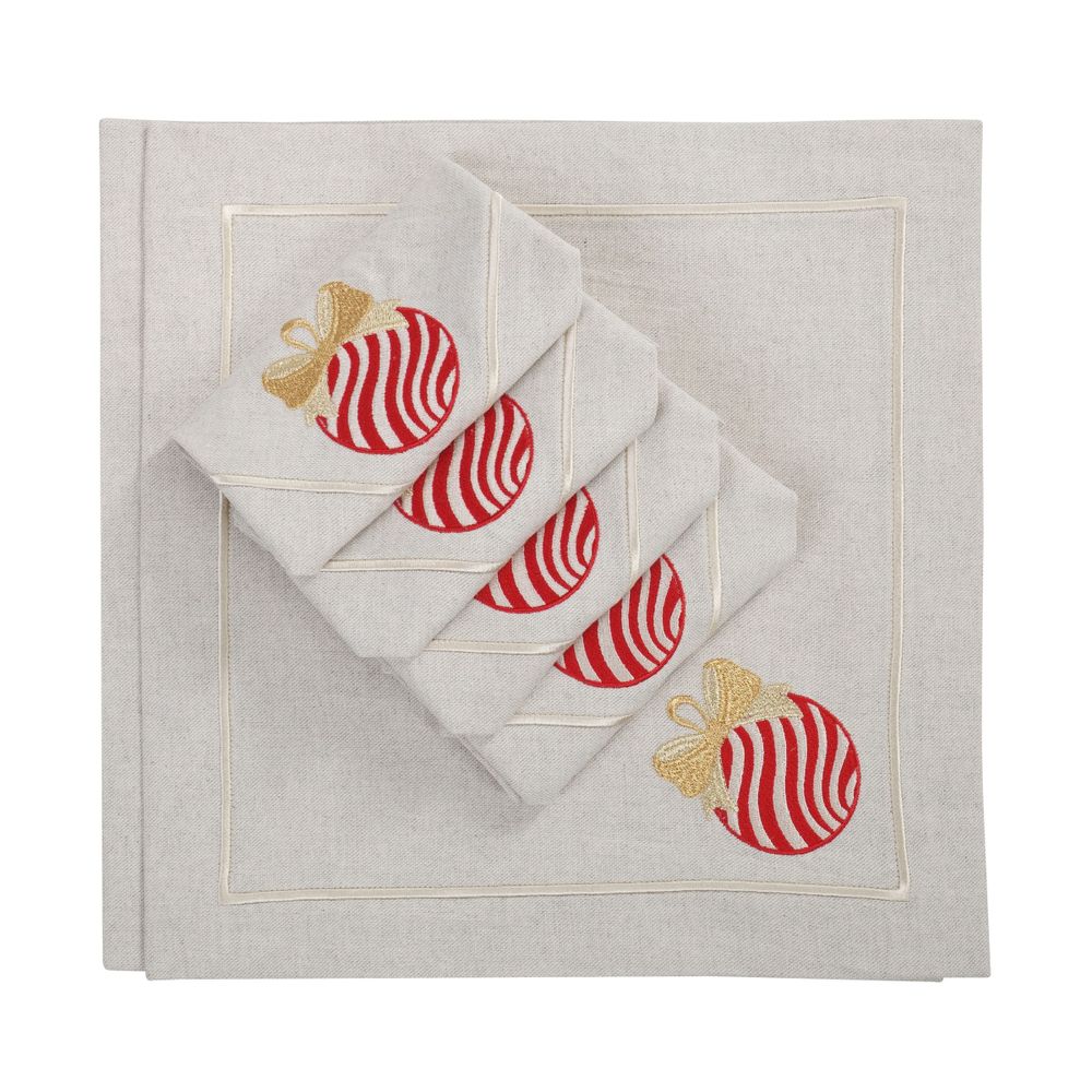 Linge de table textile - Brodé Serviette de tables Christmas Bauble Mirha - 6 pièces - ROSEBERRY HOME