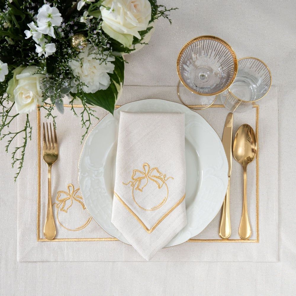 Sets de table - Brodé Sets de table Candy Cane Goldenline - 6 pièces - ROSEBERRY HOME