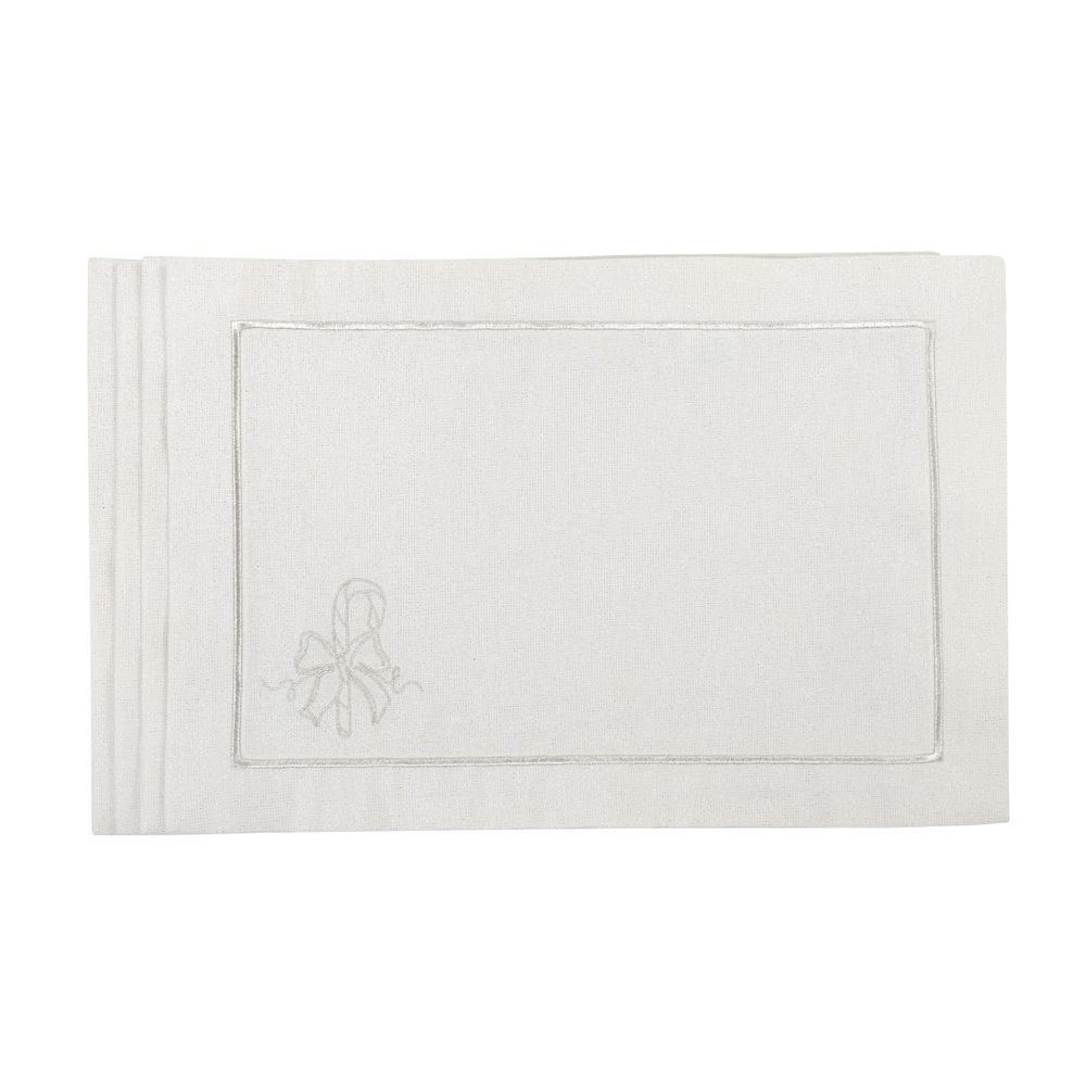 Table linen - Embroidered Placemats Candy Cane Silverline - 4 pieces - ROSEBERRY HOME