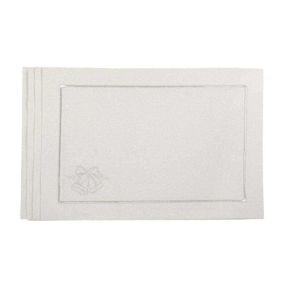 Table linen - Embroidered Placemats Candy Cane Silverline - 4 pieces - ROSEBERRY HOME