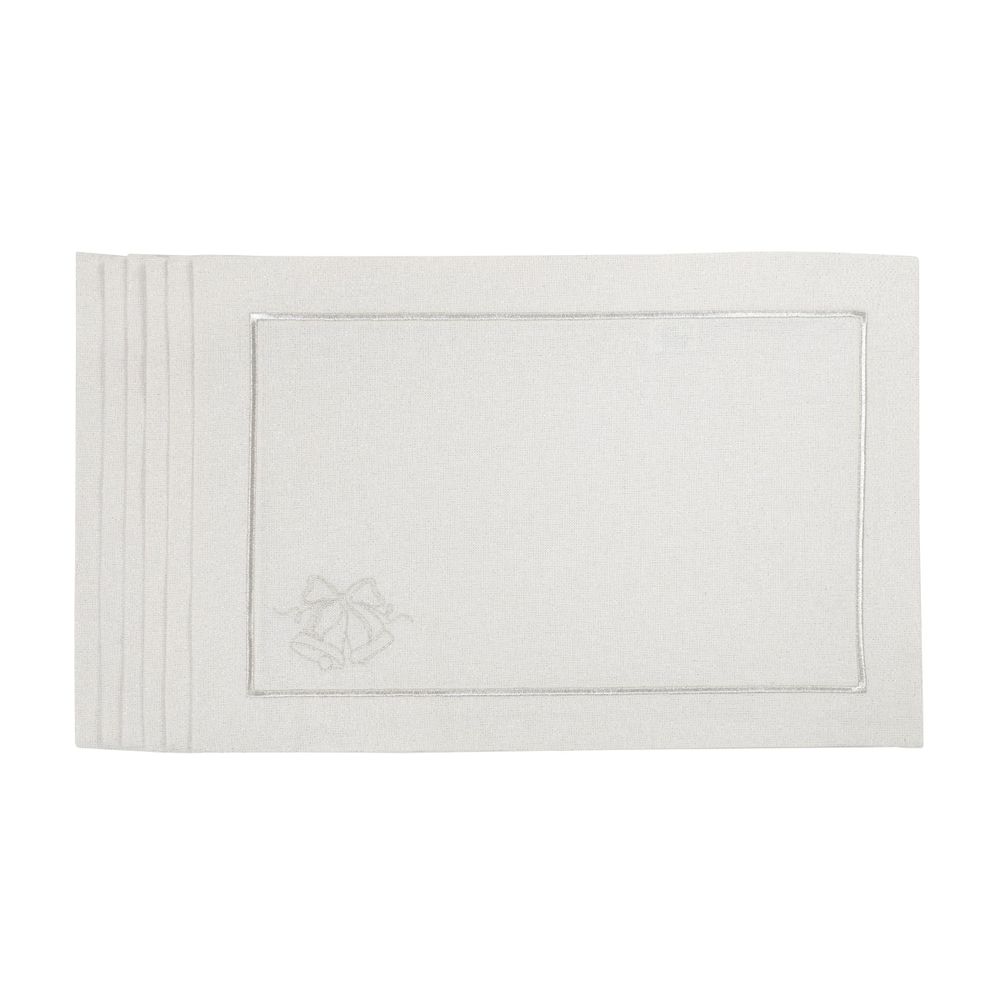 Table linen - Embroidered Placemats Jingle Bells Silverline - 6 pieces - ROSEBERRY HOME