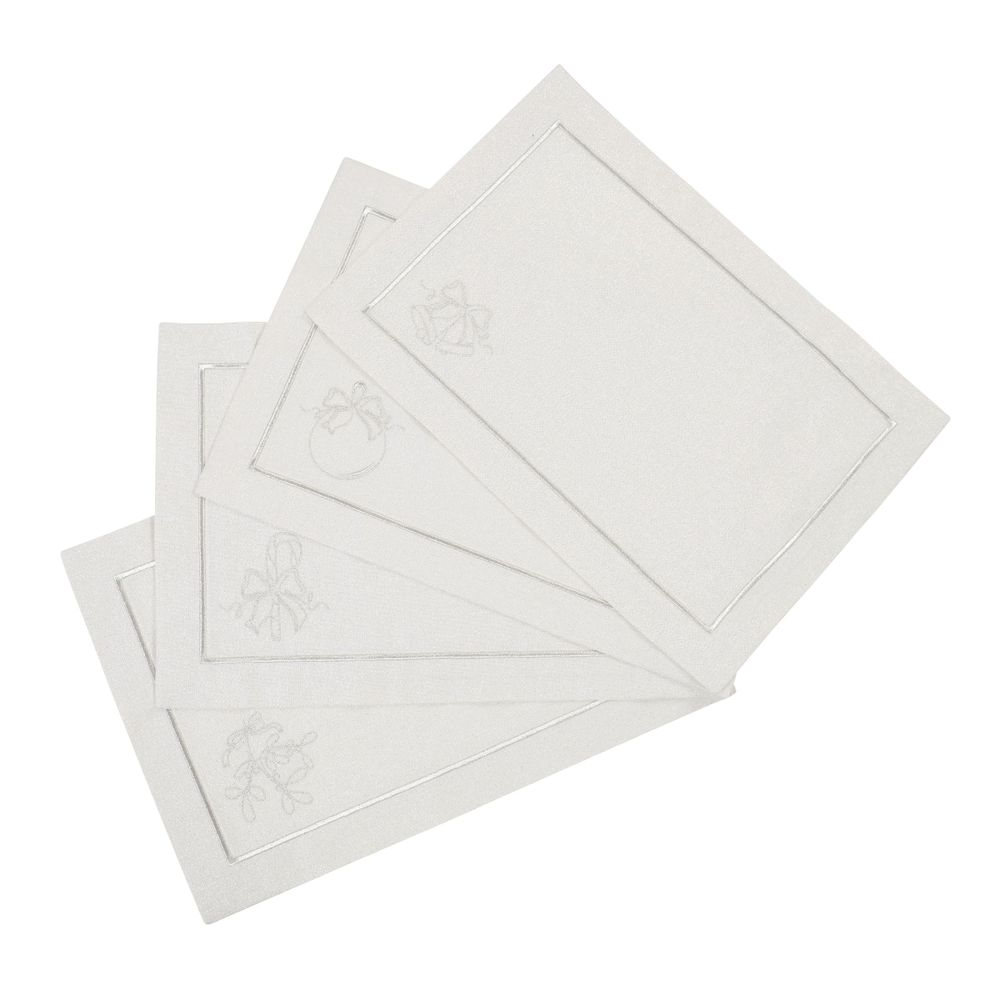 Linge de table textile - Brodé Sets de table Christmas Silverline - 6 pièces - ROSEBERRY HOME