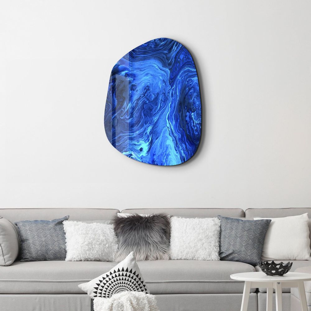 Other wall decoration - Blue Ink Amorphous Collection Glass Wall Art 88CMX68CM - ARTDESIGNA