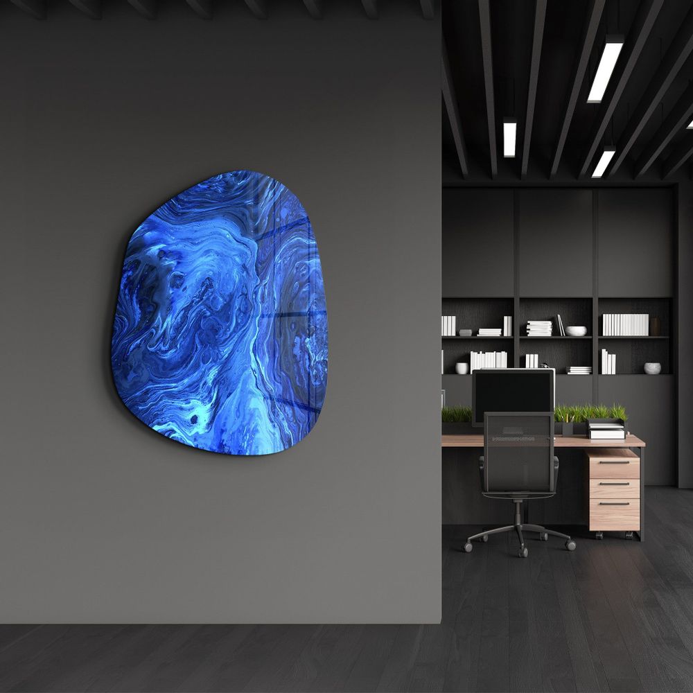 Other wall decoration - Blue Ink Amorphous Collection Glass Wall Art 88CMX68CM - ARTDESIGNA