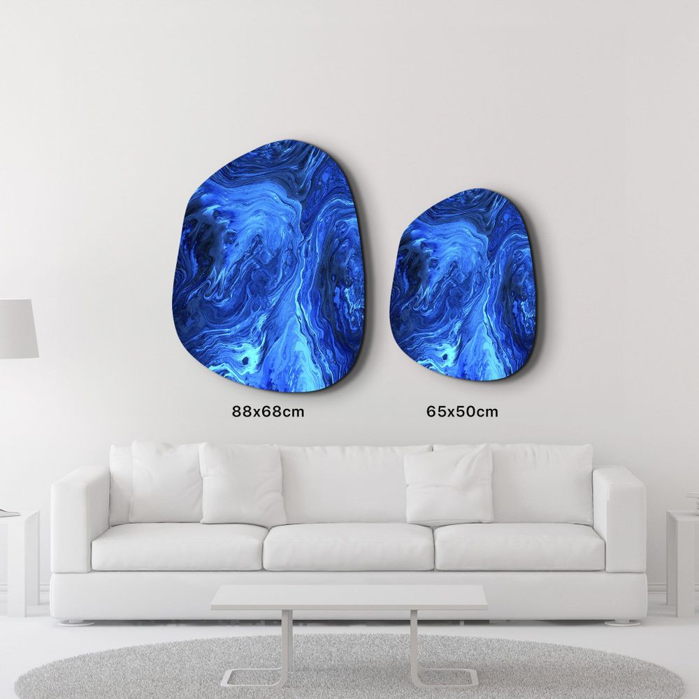 Other wall decoration - Blue Ink Amorphous Collection Glass Wall Art 88CMX68CM - ARTDESIGNA