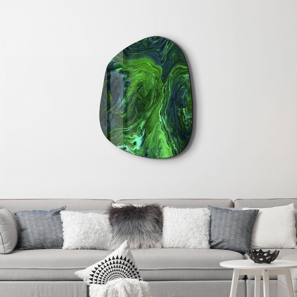 Other wall decoration -  Green Ink Amorphous Collection Glass Wall Art  88CMX68CM - ARTDESIGNA