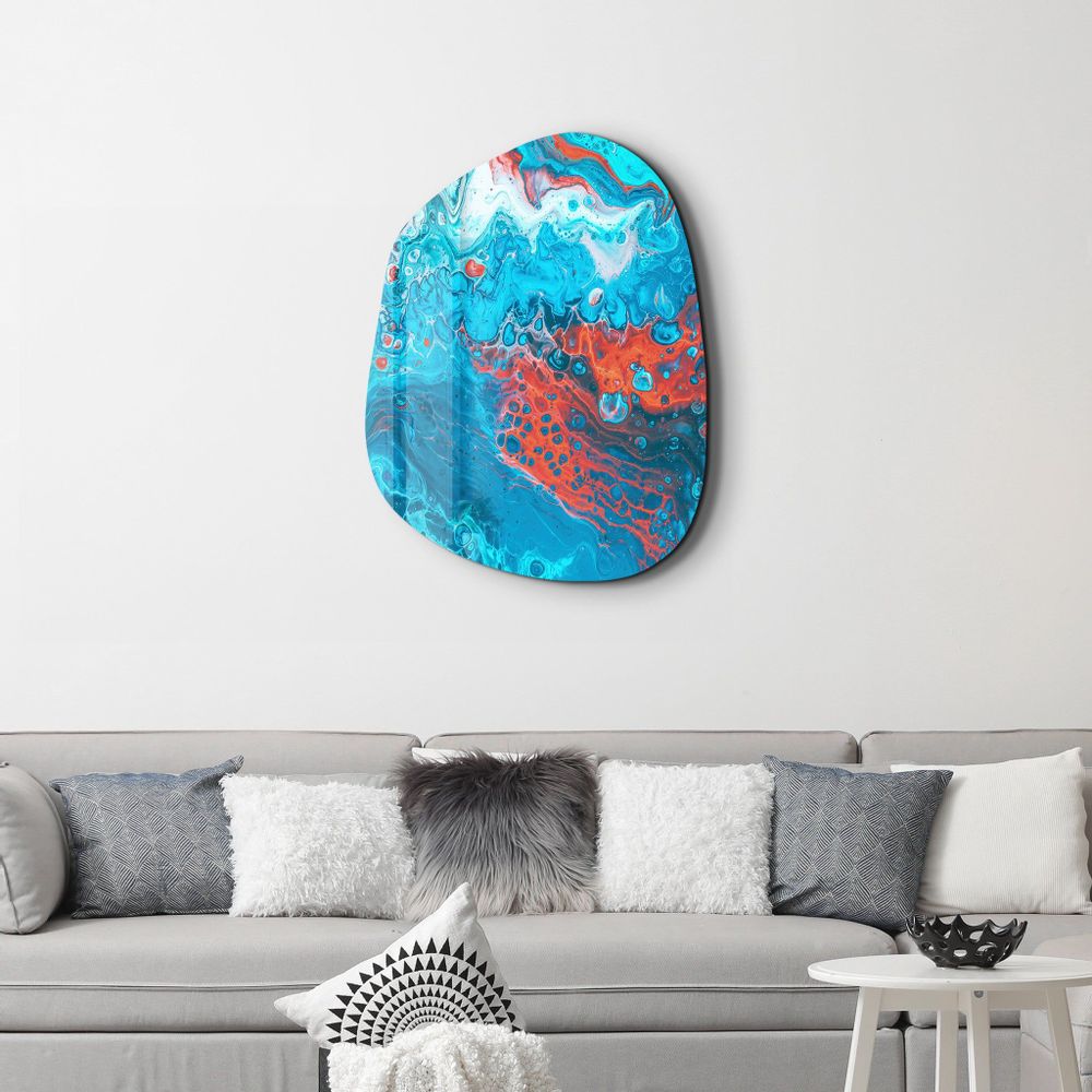 Other wall decoration - Lava in the Ocean Amorphous Collection Glass Wall Art 88CMX68CM - ARTDESIGNA