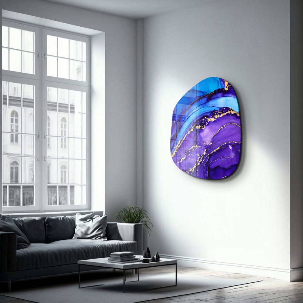 Autres décorations murales - Marbre violet et bleu Art mural en verre de la collection Amorphe 88CMX68CM - ARTDESIGNA