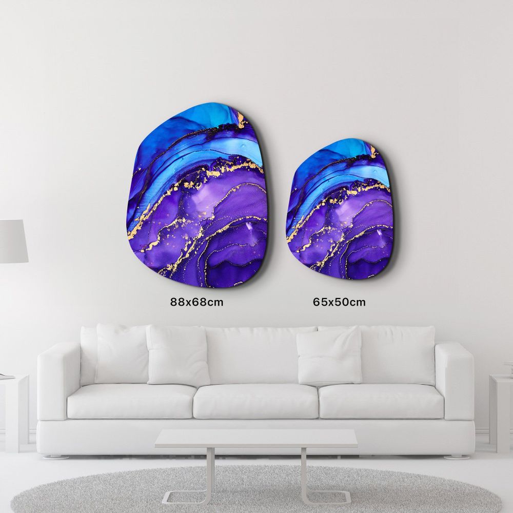 Autres décorations murales - Marbre violet et bleu Art mural en verre de la collection Amorphe 88CMX68CM - ARTDESIGNA