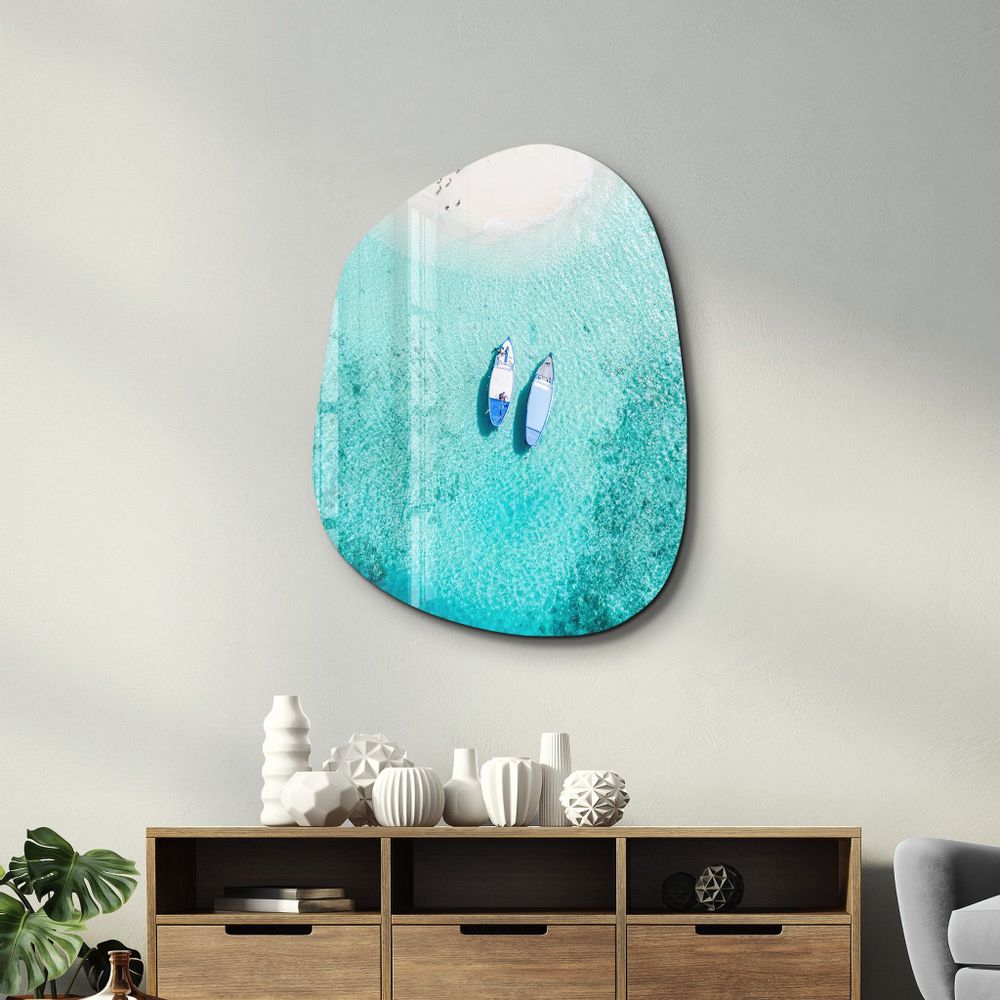 Other wall decoration - Maldives Amorphous Collection Glass Wall Art 88CMX68CM - ARTDESIGNA