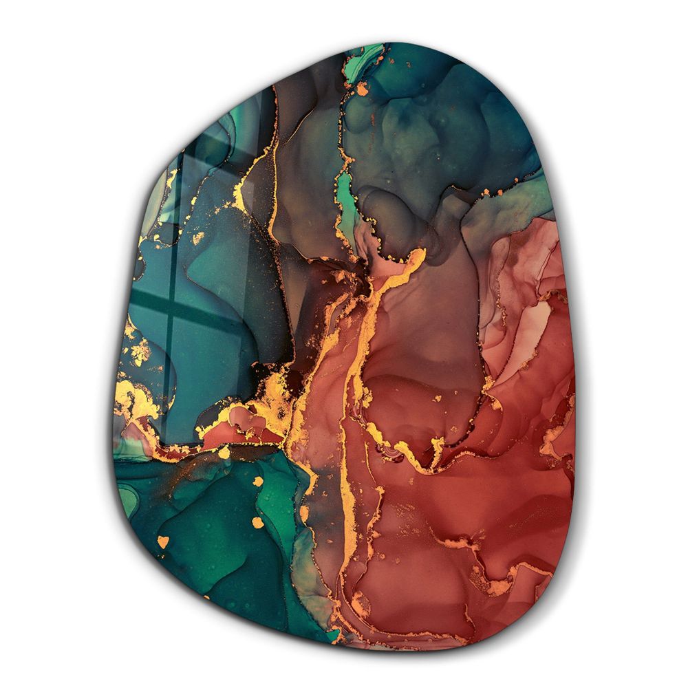 Other wall decoration - Green and Red Marble Amorphous Collection Glass Wall Art 88CMX68CM - ARTDESIGNA