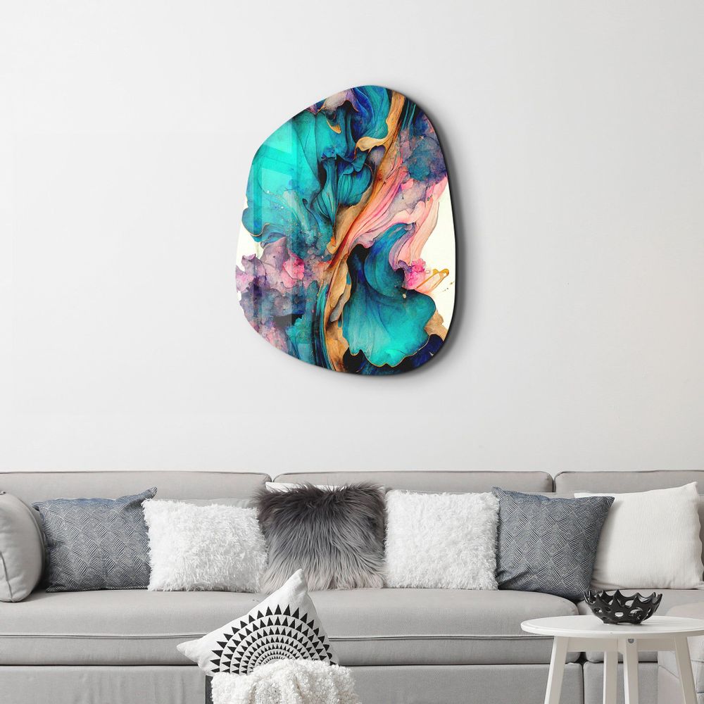 Other wall decoration - Dance of Watercolors Amorphous Collection Glass Wall Art 88CMX68CM - ARTDESIGNA