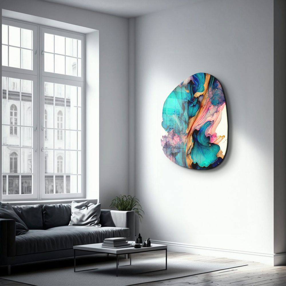 Other wall decoration - Dance of Watercolors Amorphous Collection Glass Wall Art 88CMX68CM - ARTDESIGNA