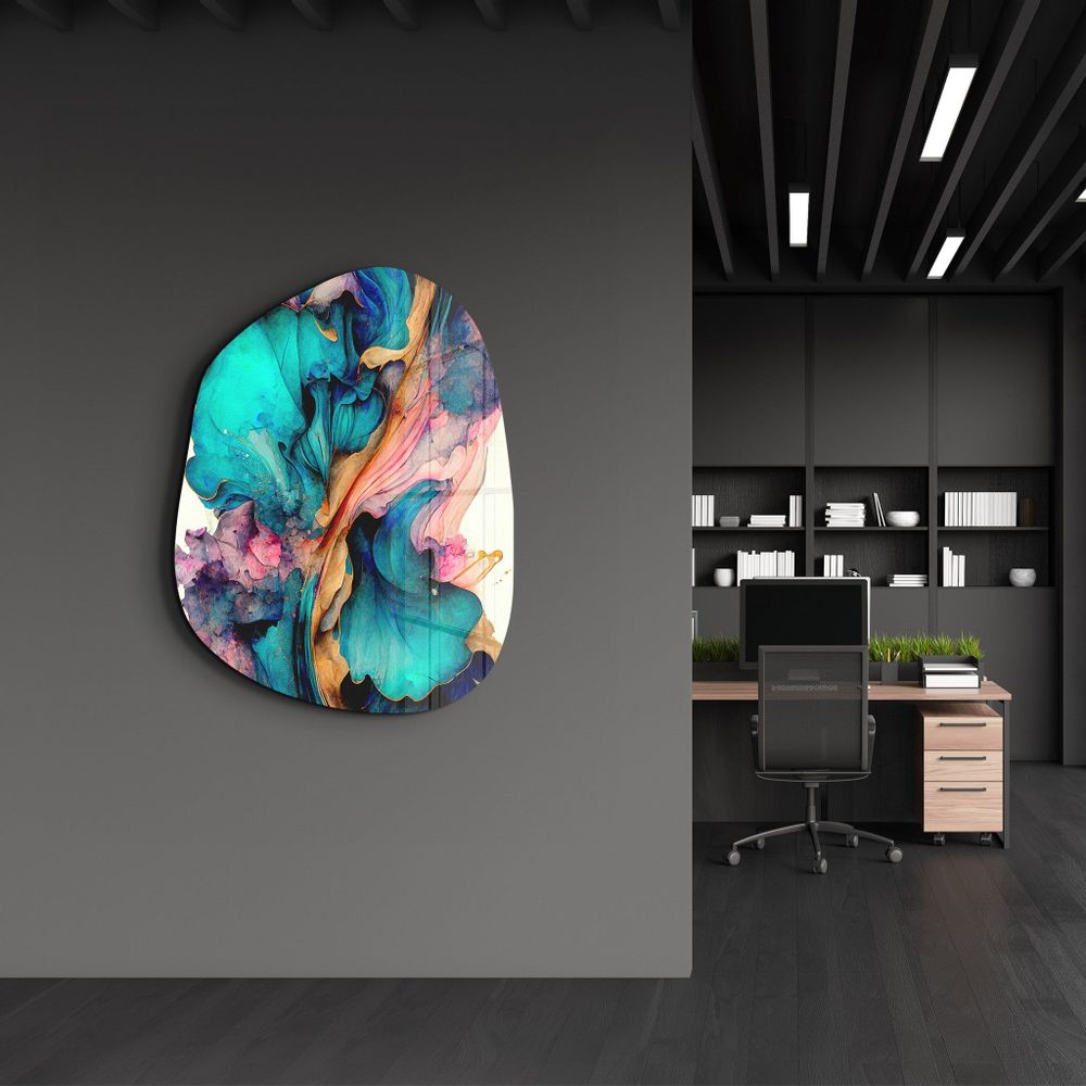 Other wall decoration - Dance of Watercolors Amorphous Collection Glass Wall Art 88CMX68CM - ARTDESIGNA