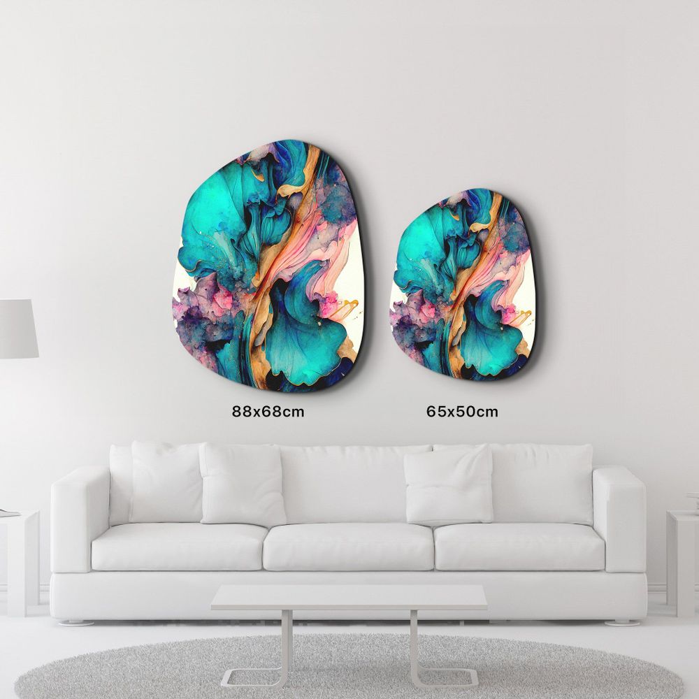 Other wall decoration - Dance of Watercolors Amorphous Collection Glass Wall Art 88CMX68CM - ARTDESIGNA