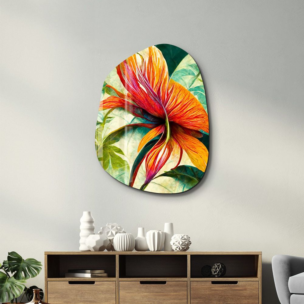 Autres décorations murales - Fleurs du jardin secret Décoration murale en verre de la collection Amorphe 88CMX68CM - ARTDESIGNA