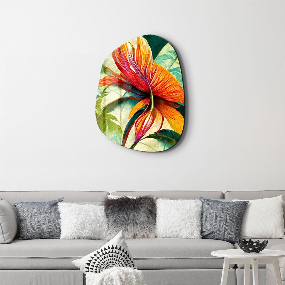 Autres décorations murales - Fleurs du jardin secret Décoration murale en verre de la collection Amorphe 88CMX68CM - ARTDESIGNA