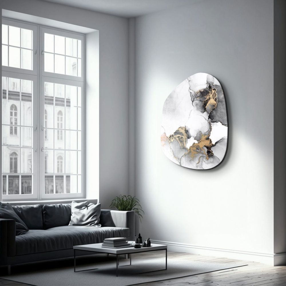 Other wall decoration -  Marble with Golden Dust Amorphous Collection Glass Wall Art  88CMX68CM - ARTDESIGNA