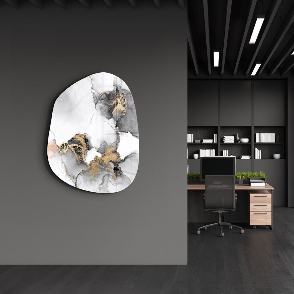 Other wall decoration -  Marble with Golden Dust Amorphous Collection Glass Wall Art  88CMX68CM - ARTDESIGNA