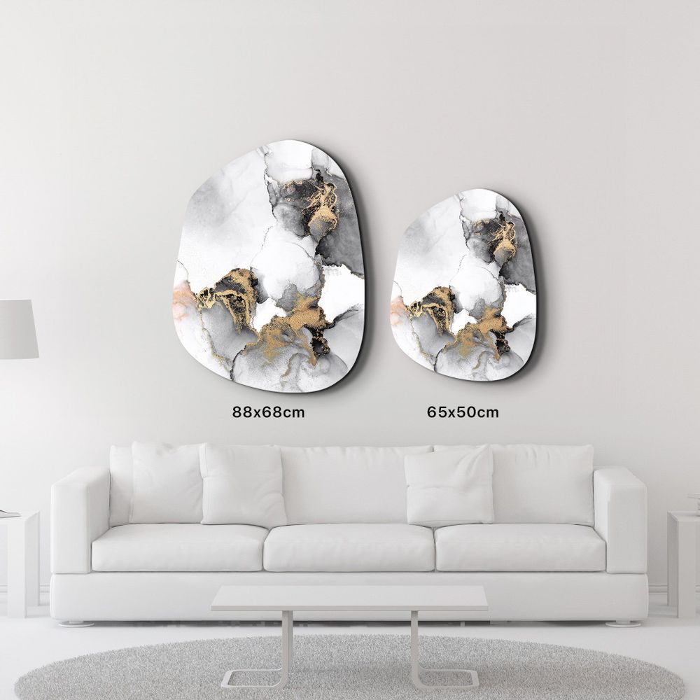 Other wall decoration -  Marble with Golden Dust Amorphous Collection Glass Wall Art  88CMX68CM - ARTDESIGNA