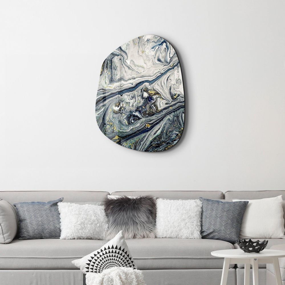 Other wall decoration -  Gold and Ink Amorphous Collection Glass Wall Art  88CMX68CM - ARTDESIGNA