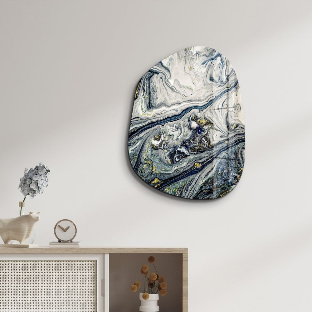 Other wall decoration -  Gold and Ink Amorphous Collection Glass Wall Art  88CMX68CM - ARTDESIGNA
