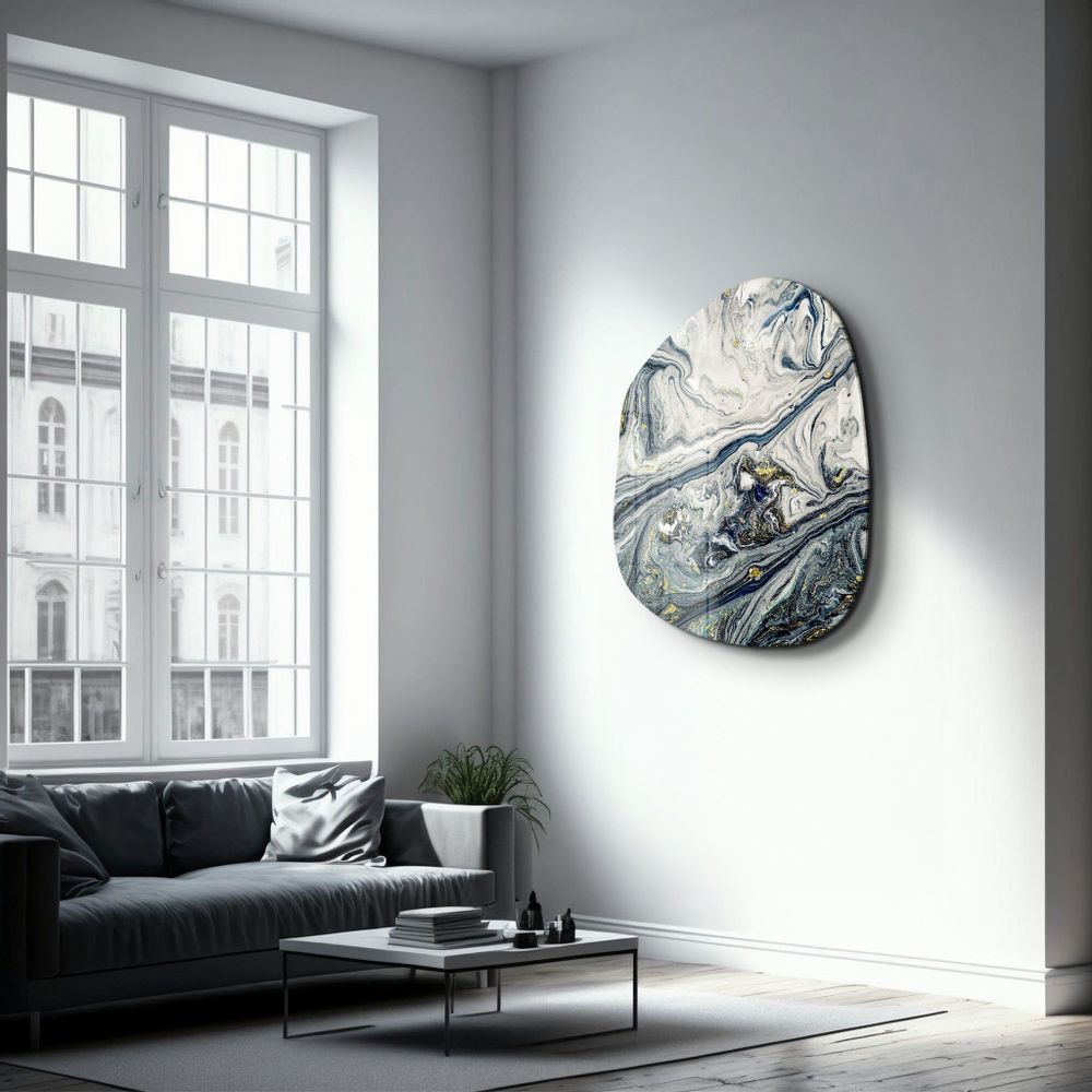 Other wall decoration -  Gold and Ink Amorphous Collection Glass Wall Art  88CMX68CM - ARTDESIGNA