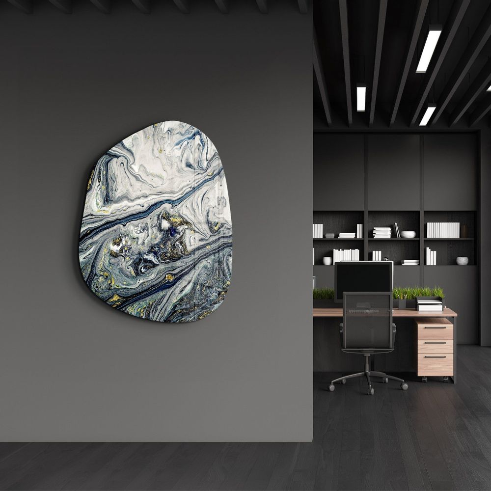 Other wall decoration -  Gold and Ink Amorphous Collection Glass Wall Art  88CMX68CM - ARTDESIGNA