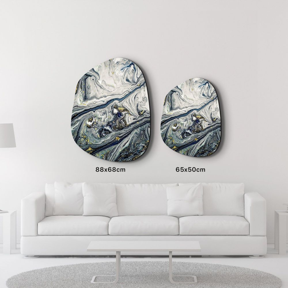 Other wall decoration -  Gold and Ink Amorphous Collection Glass Wall Art  88CMX68CM - ARTDESIGNA