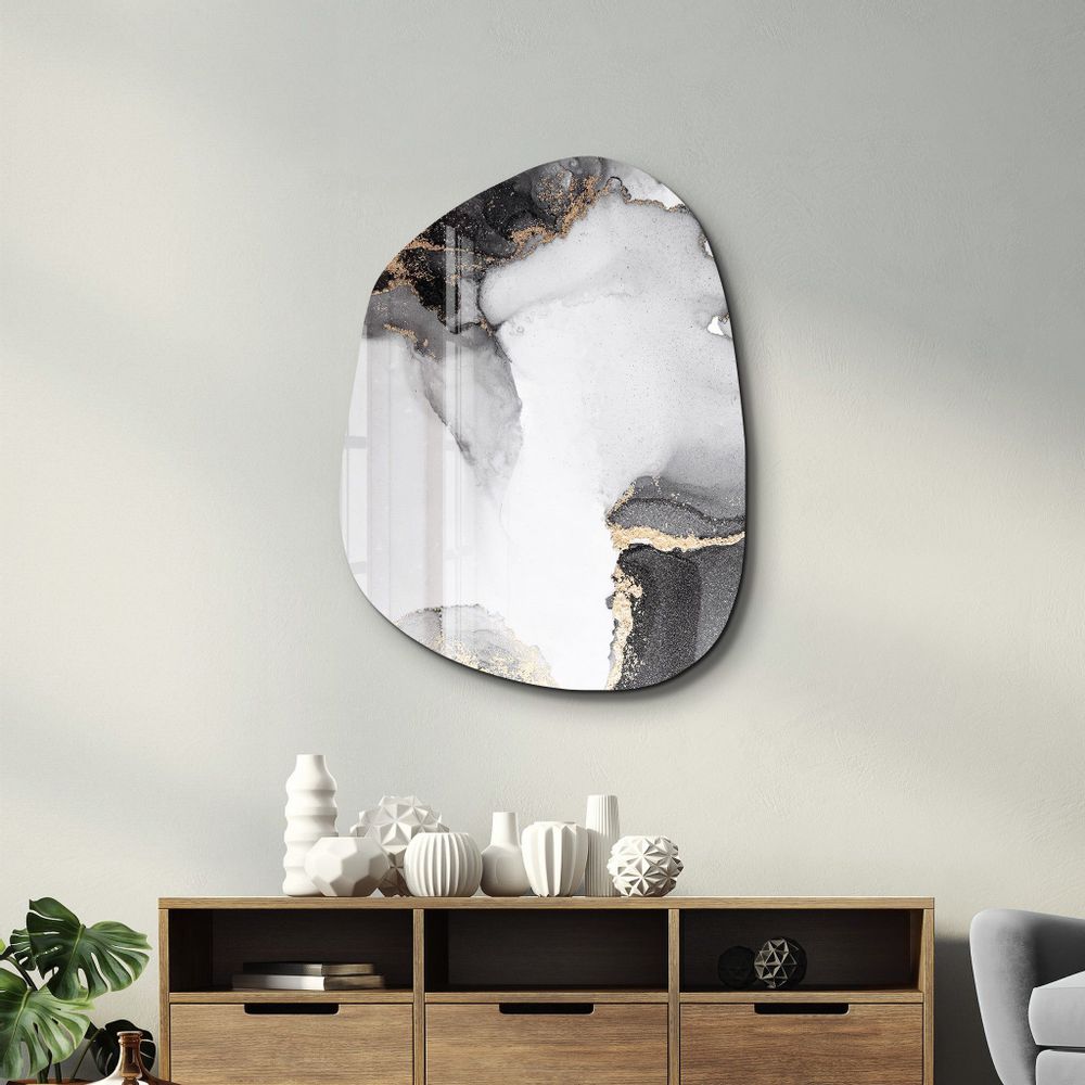 Autres décorations murales - Marbre blanc cassé Art mural en verre de la collection Amorphe 88CMX68CM - ARTDESIGNA