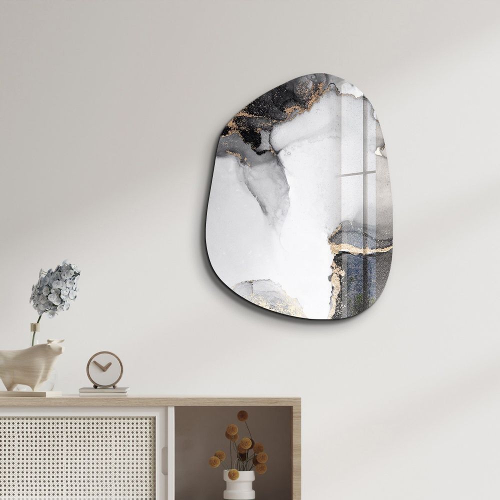 Autres décorations murales - Marbre blanc cassé Art mural en verre de la collection Amorphe 88CMX68CM - ARTDESIGNA