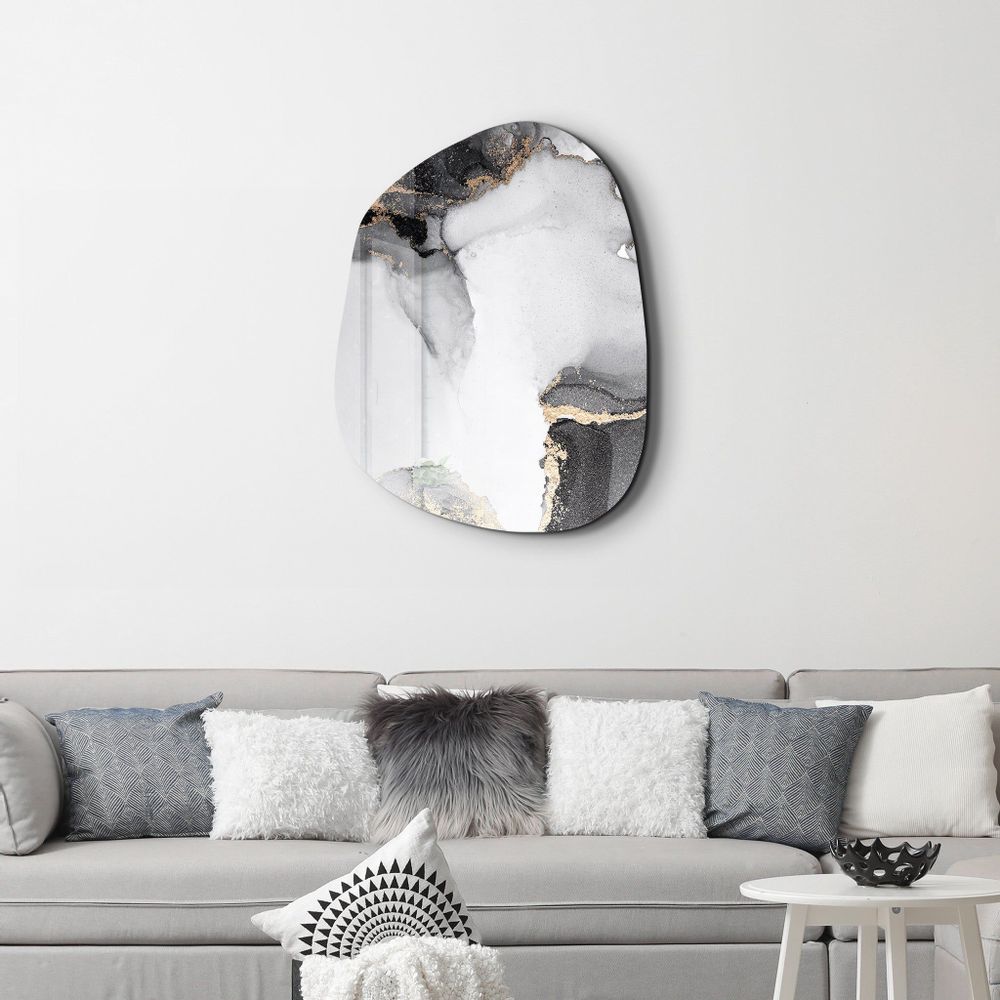 Autres décorations murales - Marbre blanc cassé Art mural en verre de la collection Amorphe 88CMX68CM - ARTDESIGNA