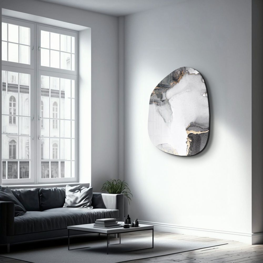 Autres décorations murales - Marbre blanc cassé Art mural en verre de la collection Amorphe 88CMX68CM - ARTDESIGNA