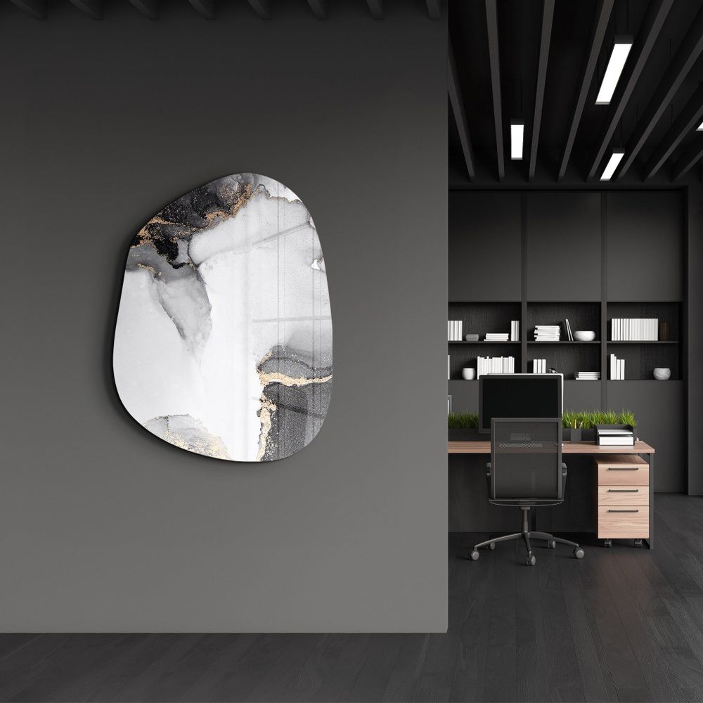 Autres décorations murales - Marbre blanc cassé Art mural en verre de la collection Amorphe 88CMX68CM - ARTDESIGNA