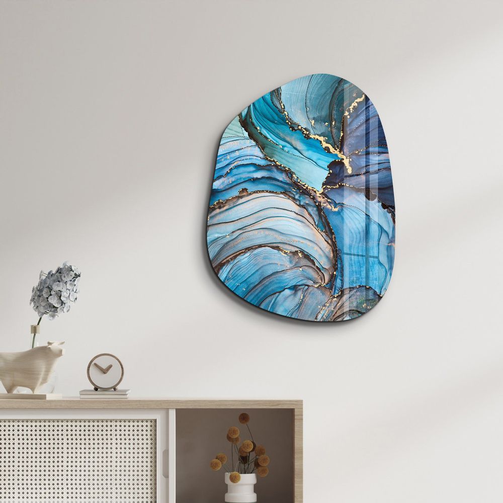 Other wall decoration -  Blue Marble Amorphous Collection Glass Wall Art  88CMX68CM - ARTDESIGNA